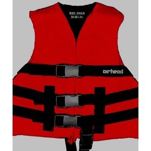 AIRHEAD General Boating Life Jacket Vest Child Chest Size 22"- 25" 33-55 Lbs Red
